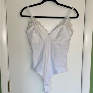NWT Vivid White with Lace Bodysuit